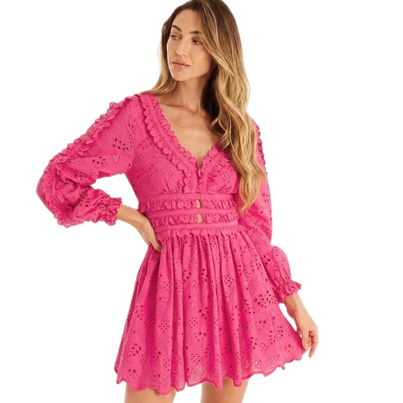 Allison New York Women’s Taylor Mini DressPink eyelet 6 NWT